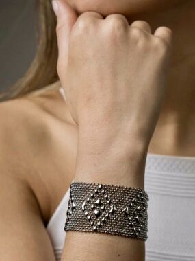 Sergio Gutierrez Liquid Metal bracelet Model: TB32 Silver Chrome Finish.